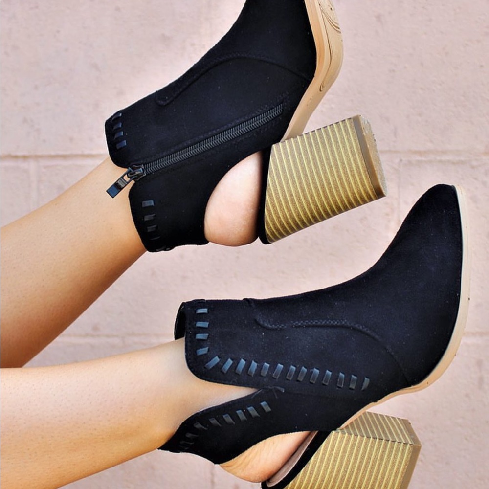 Black open back booties
